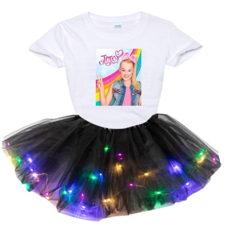 Girl Clothing Sets Fashion Light LED Tutu Dress+t Shirt 2 pcs