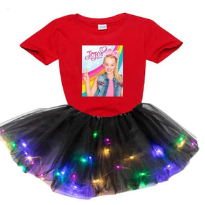 Girl Clothing Sets Fashion Light LED Tutu Dress+t Shirt 2 pcs