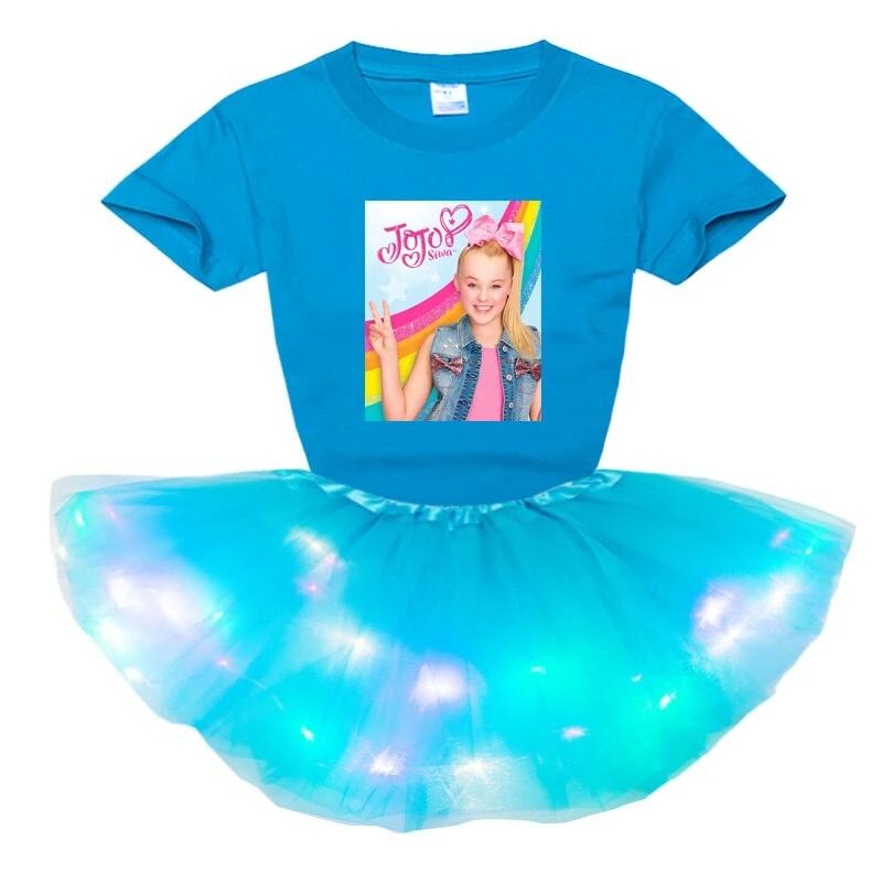 Girl Clothing Sets Fashion Light LED Tutu Dress+t Shirt 2 pcs