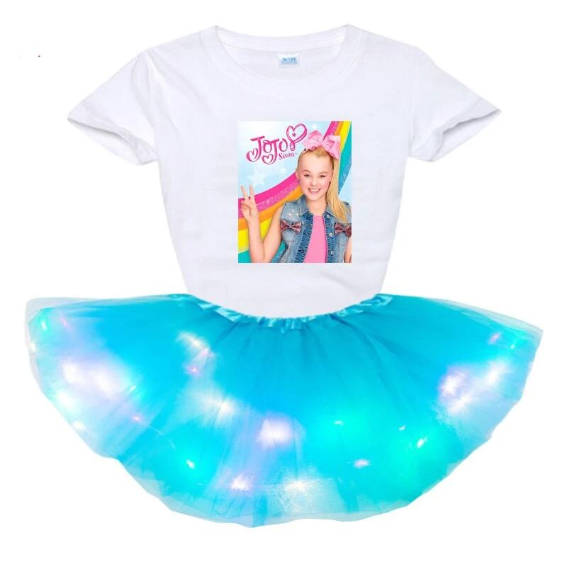 Girl Clothing Sets Fashion Light LED Tutu Dress+t Shirt 2 pcs