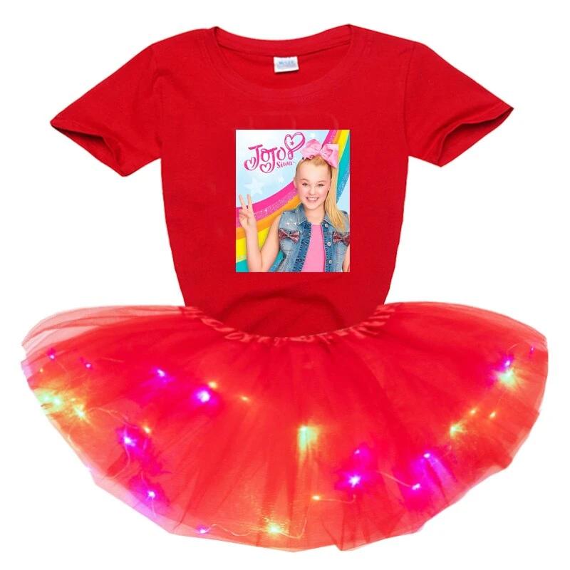 Girl Clothing Sets Fashion Light LED Tutu Dress+t Shirt 2 pcs