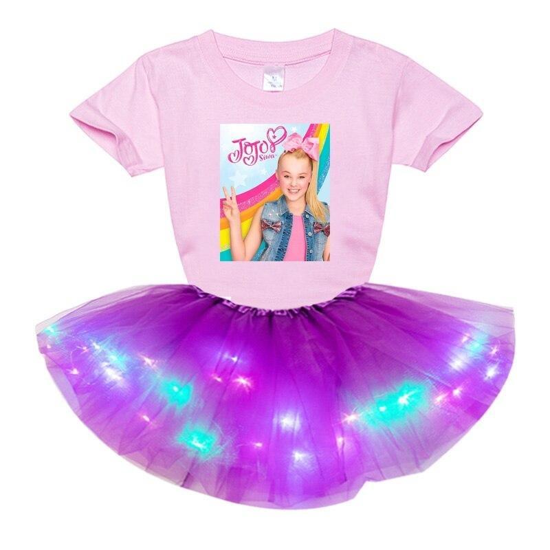 Girl Clothing Sets Fashion Light LED Tutu Dress+t Shirt 2 pcs