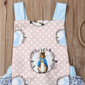 Newborn Bunny Rompers Ruffles  Easter Baby Girls Clothes