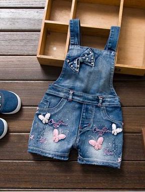 Cute Denim Romper Jumpsuits Straps Short Pants Cowboy Blue