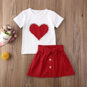 Baby Clothing 1-4T Infant Kid Valentine Clothes Pearls Heart Top