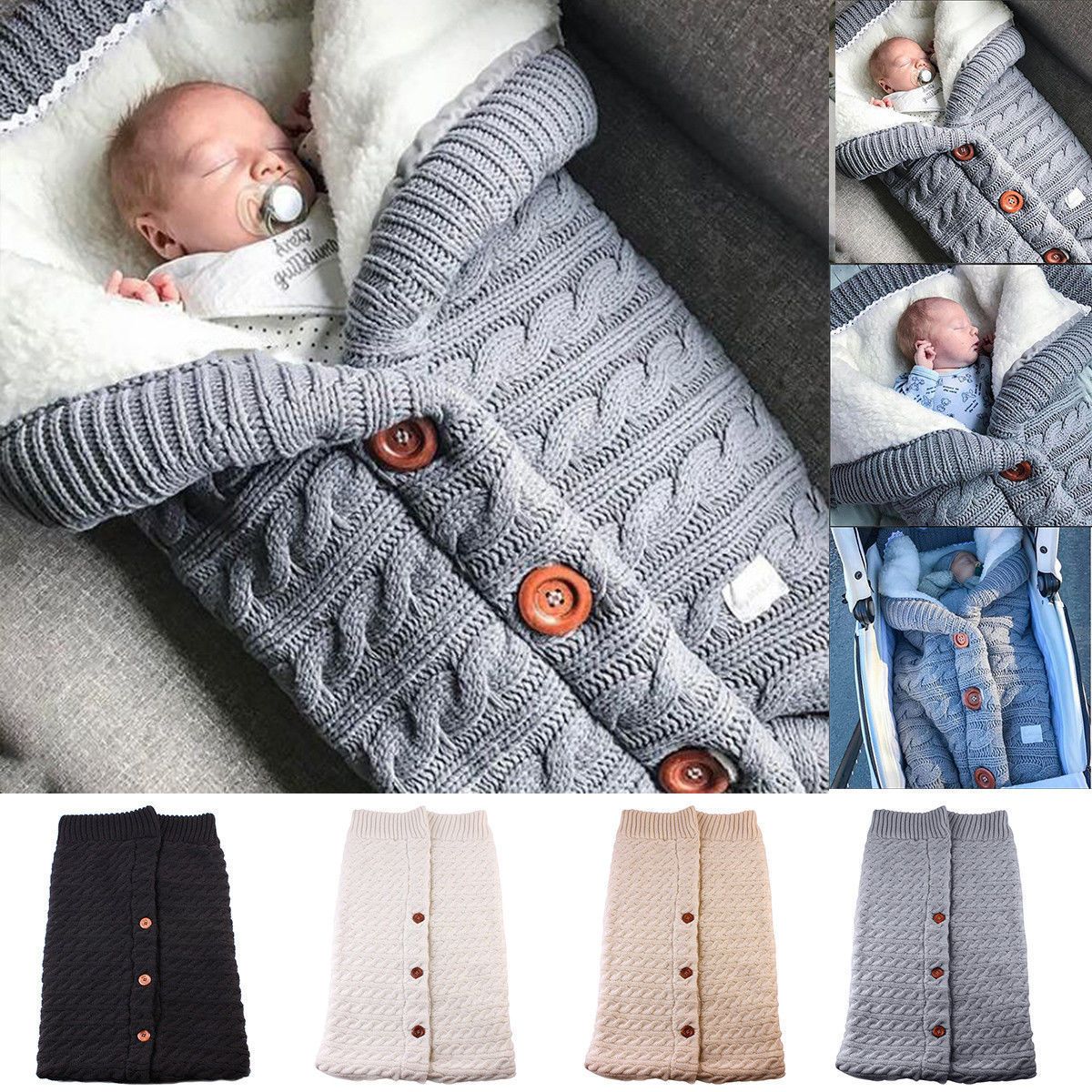 Newborn Baby Warm Knit Swaddle Wrap Stroller